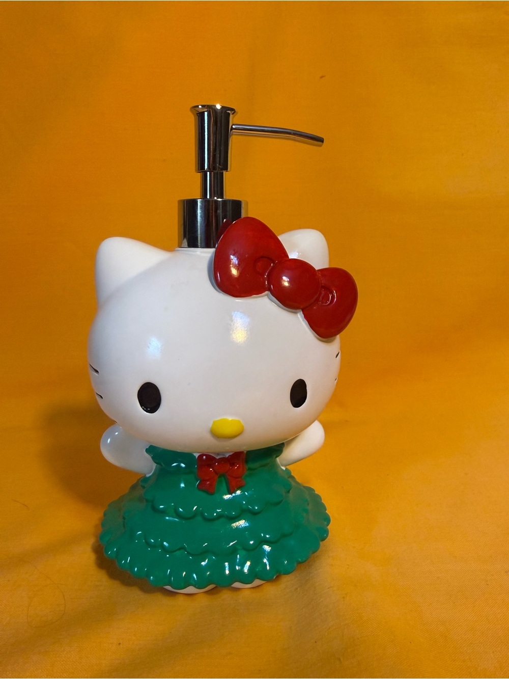 Hello Kitty Red Bow Green Dress Soap Dispenser